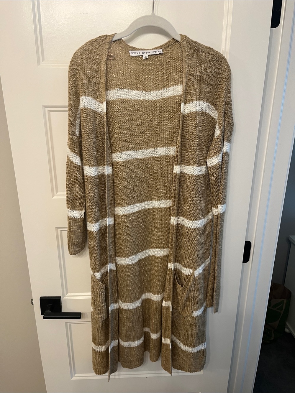 Tan and White Stipe Cardigan